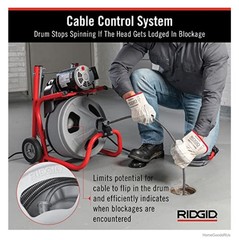Drain Cleaning Machine 120 Volt 75 Foot 3/8 Inch Cable Tub Shower Sink Drum