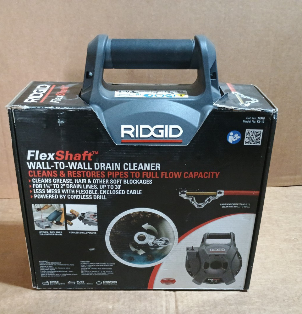 RIDGID K9-12 FlexShaft Wall-to-Wall Drain Cleaner, 1/4 in. x 30 ft. &ndash; USED ONCE!