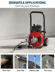 Wheeled Portable Electric Drain Cleaning Machine Rated 370W Comes With 100FT x 1