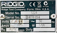 Ridgid 1224 Pipe Threader/Threading Machine 2-1/2&Prime;-4&Prime; BSPT Die Heads 220V