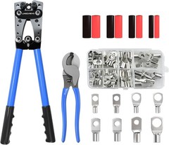Battery Cable Lug Wire Crimper Tool for AWG 10,8,6,4,2,1/0 Gauge Ends/Terminal C
