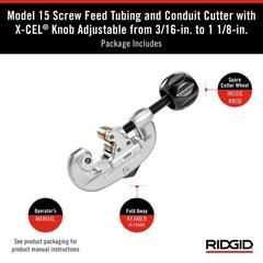 Ridgid 32920 model 15 Screw Feed Tubing Cutter, 3/16&Prime; To Small, Black/Silver