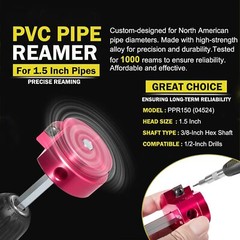1-1/2 In PVC Pipe Reamer 3/8-In Hex Shaft Fits 1/2-In Drills &ndash; PVC Fitting Saver