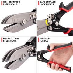 Toolwiz 5 Blade Sheet Metal Tools, Duct Crimping Tool for 24-26 Gauge Silver