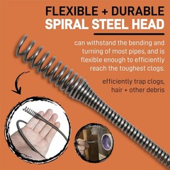 50m Drain Auger Manual or Drill Powered Plumbing Snake with Gloves Bag Included