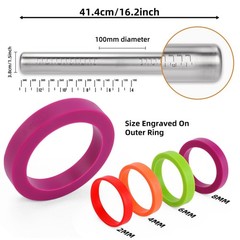 Stainless Steel Rolling Pin with Adjustable Thickness Rings &ndash; 4 Interchangeab&hellip;