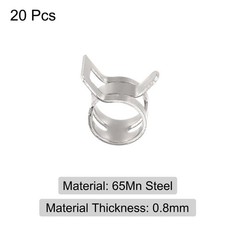 Spring Hose Clamp, 20pcs 65Mn Steel 10mm Low Pressure Air Clip, Nickel Plated