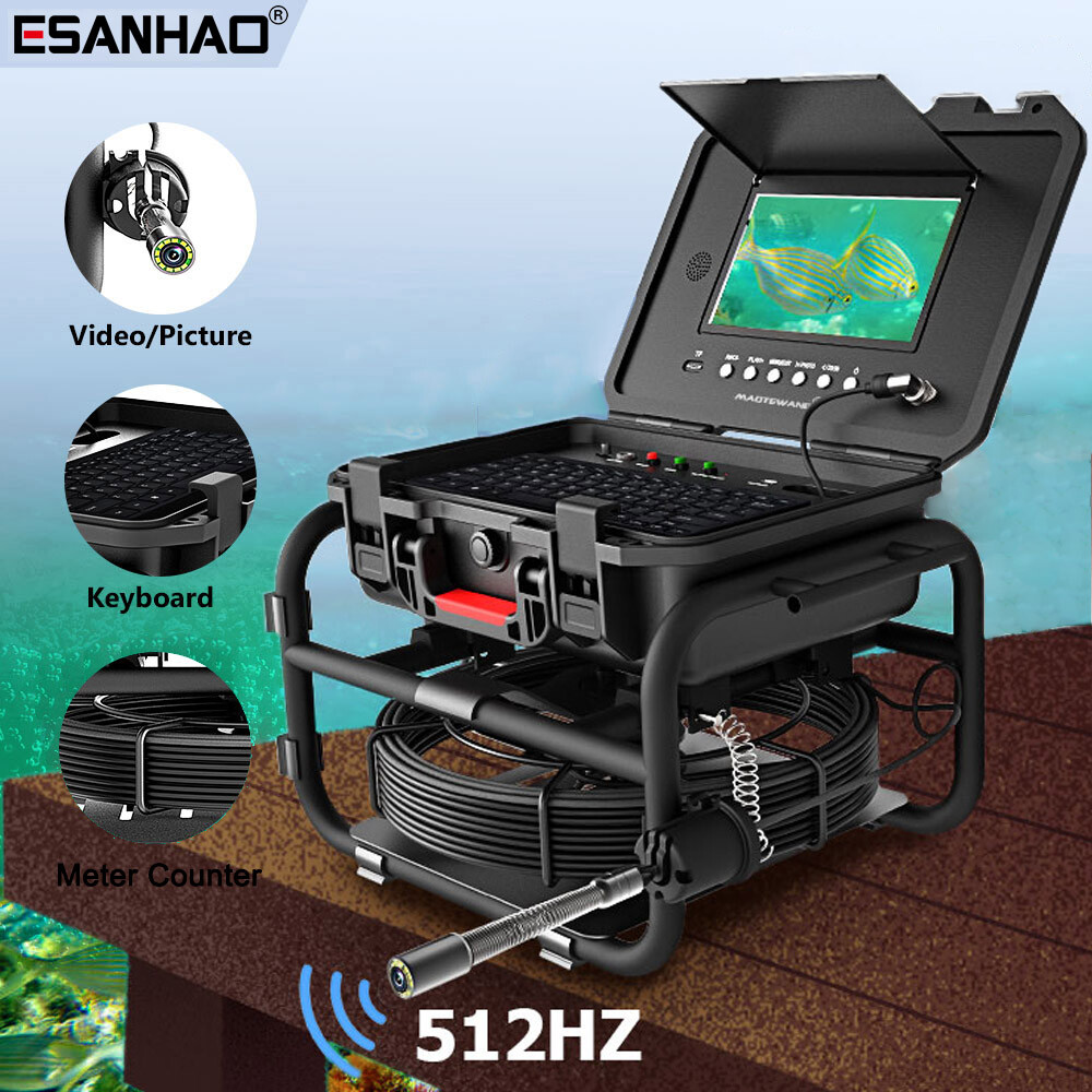 9&Prime; 50M Pipe Sewer Inspection Camera with 512hz Self-leveling Keyboard Input IP68