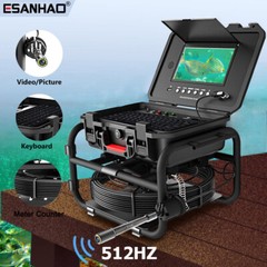 9&Prime; 50M Pipe Sewer Inspection Camera with 512hz Self-leveling Keyboard Input IP68