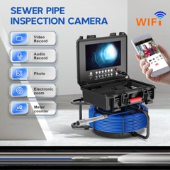 9&rdquo; 30M HD DVR WIFI Sewer Camer Pipe Inspection Camera Meter Counter 17mm Camera