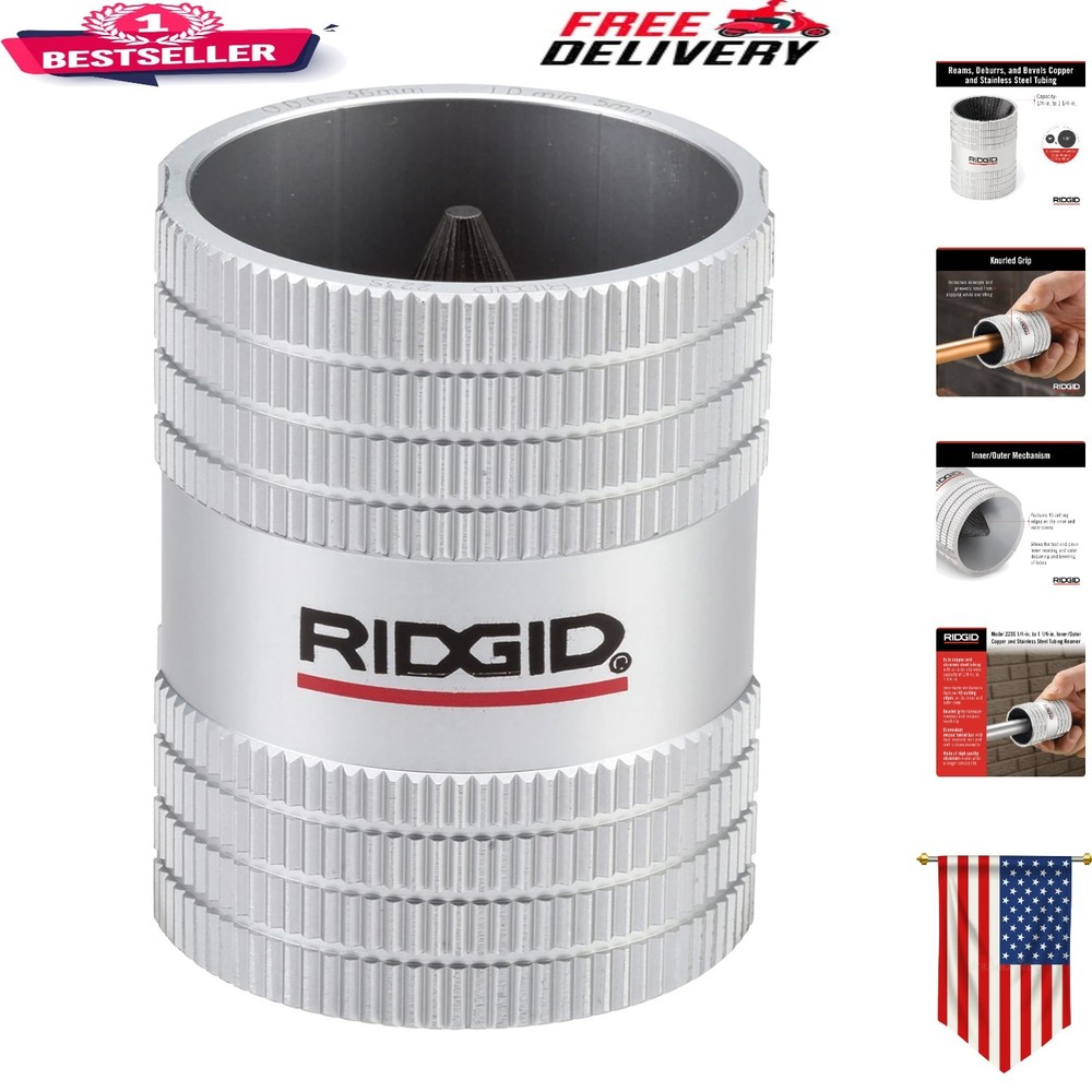Heavy-Duty Inner/Outer Reamer for Copper & Stainless Steel Tubing &ndash; 45 Edges
