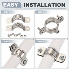 5pcs 201 Stainless Steel 2&Prime;/50mm Pipe Strap Clamp, Silver