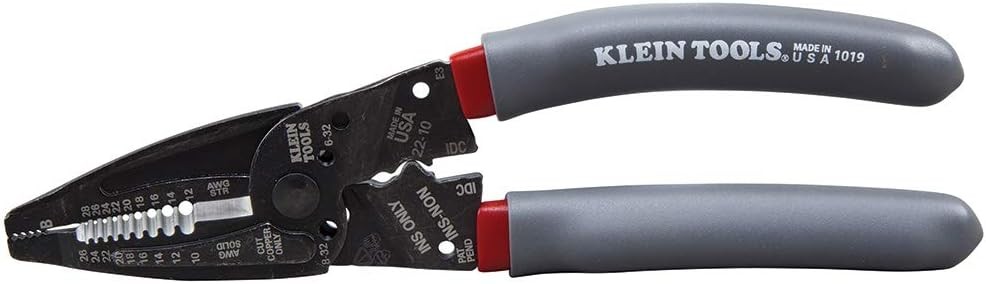 Klein Kurve 1019 Wire Stripper, Crimper, Cutter Tool &ndash; Made in USA, Gray/Red