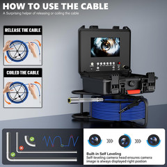Sewer Camera Self Leveling, Sewer Inspection Camera 100 Ft/30 M with Distance Co