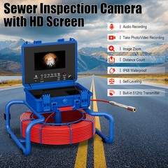 7&rdquo; Sewer Drain Pipe Inspection Camera 512HZ Self-leveling Meter Counter 50M