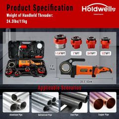 Electric Pipe Threader, 2300W 120V Hand-Held Pipe Threading Machine with 4 NPT D