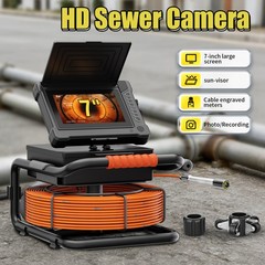 7&Prime; Sewer Pipe Inspection Camera Drain Pipeline Endoscope Self-Leveling 512Hz 40M