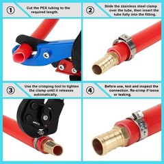 2-in-1 PEX Crimp Clamp Tool w/ Cutter Kit 3/8&rdquo;-1&rdquo; + 37 Clamps