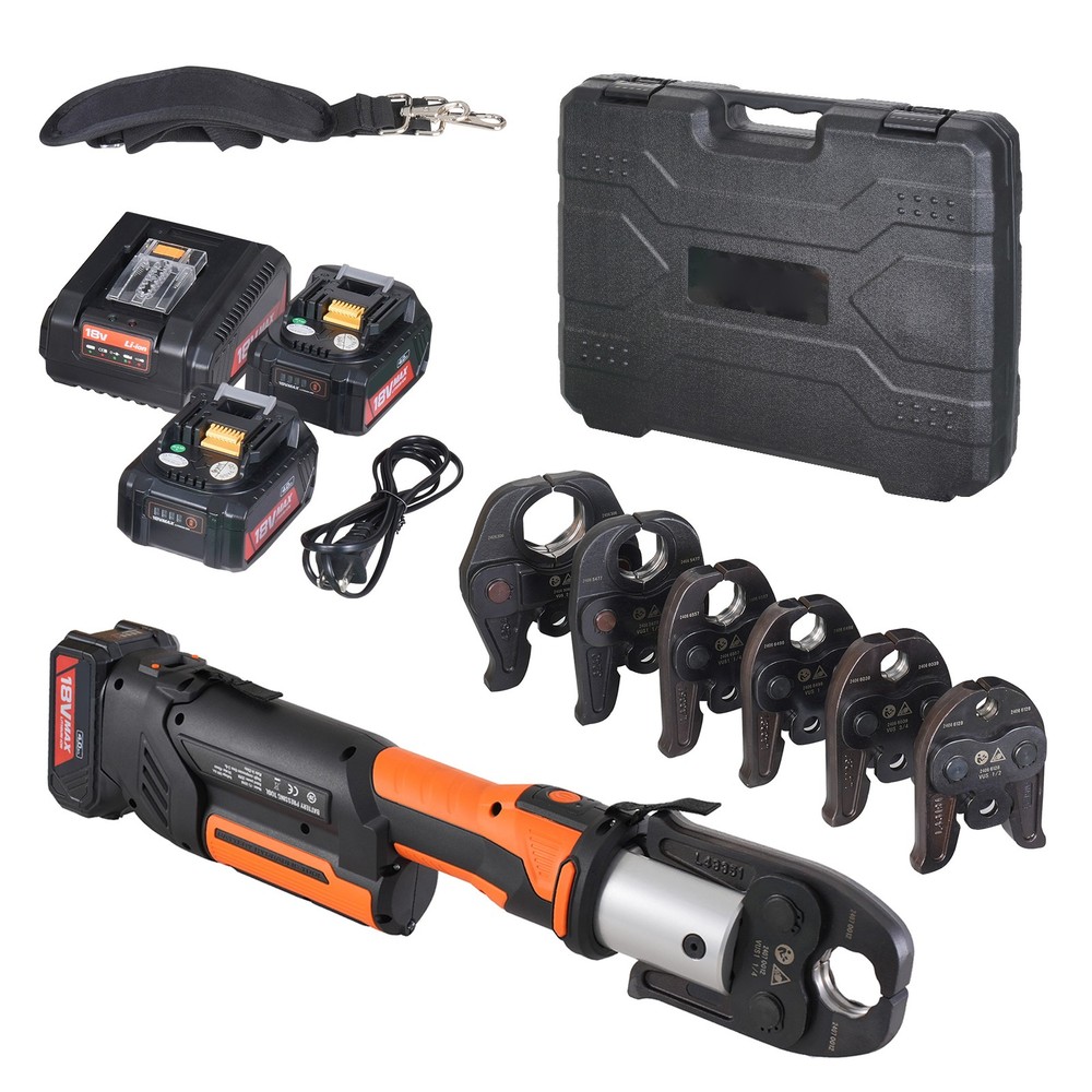 Uimoso Pro Press Tool Pipe Crimping Kit Press Tool Battery Kit with 6 Jaws