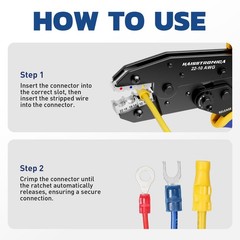 haisstronica Crimping Tool for Insulated 230 mm x 60 mm, Yellow,blue,red