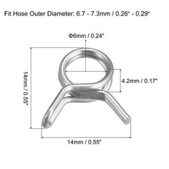 Double Wire Spring Hose Clamp, 10pcs 304 Stainless Steel 6mm Spring Clips