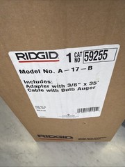 NEW Ridgid 59255 A-17-B Adapter with 3/8in x 35ft Cable Bulb Auger