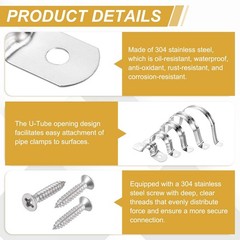24Pcs 8mm(5/16&Prime;)304 Stainless Steel Rigid Pipe Strap with Screws, Silver