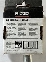 Ridgid 38540 OO-R Manual Pipe Threader Ratchet and Handle Assembly Alloy Steel