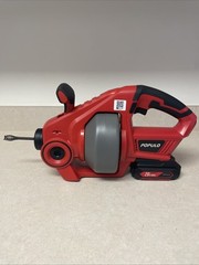 POPULO 20V Cordless Electric Drain Auger Efficient 25Ft Auto-Feed Red