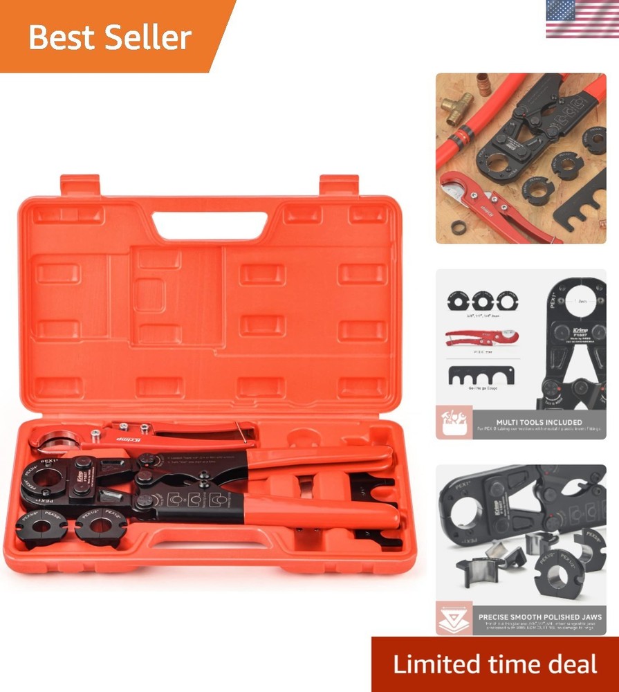 Portable PEX Crimping Tool Set with Adjustable Jaws &ndash; Meet ASTM F1807 Standards