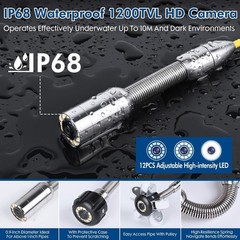Advanced 164ft Drain Inspection Camera with 6 LED Lights & Meter Counter