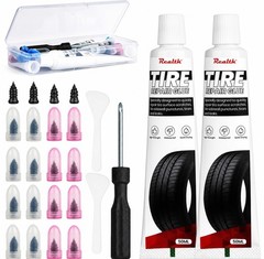 Tire Repair Kit Glue 100ml Rubber Nail 20 PCS Plug Screw Garage Fast Set