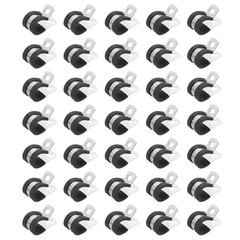 50 Pcs 14mm (5/9&Prime;) Stainless Steel Cable Clamps Rubber Cushioned Pipe Clamps