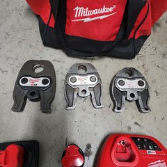 Milwaukee 2473-22 M12 FORCE LOGIC Press Tool Kit with 3 Jaws Used No Case