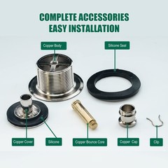 VATTNO Bath tub Drain Kit 1-7/8&Prime; 1-1/2-11.5NPSM Brushed Nickel Brass