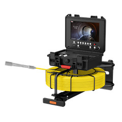 40m Sewer Pipe Inspection Camera with Pull Rod w/ 512hz Self Leveling 9&Prime; Monitor