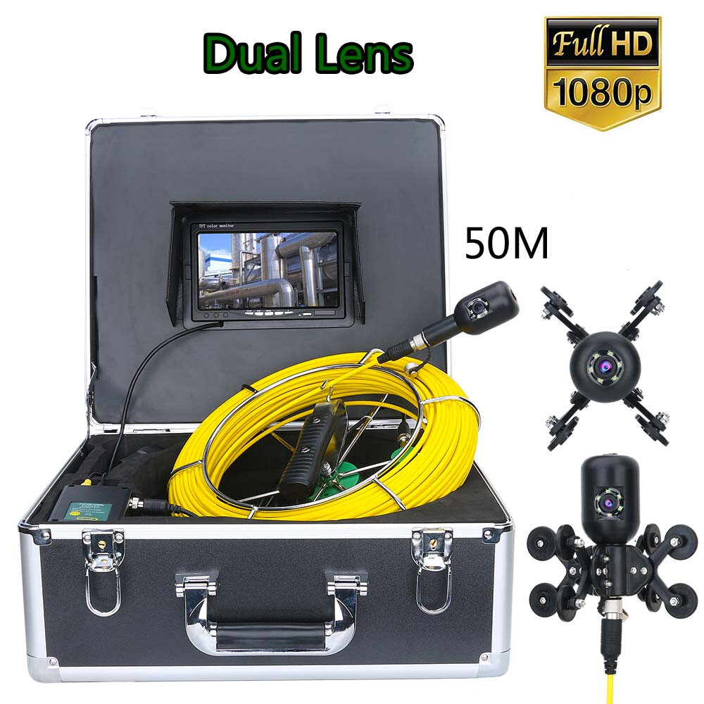 50M 1080P Dual Camera Pipeline Industrial Endoscope Pipe Inspection Video Camera