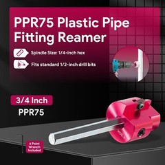 3/4&Prime; Head PVC Pipe Reamer PPR75 with 1/4&Prime; Hex Shaft, Fit Standard 1/2&Prime; Drills