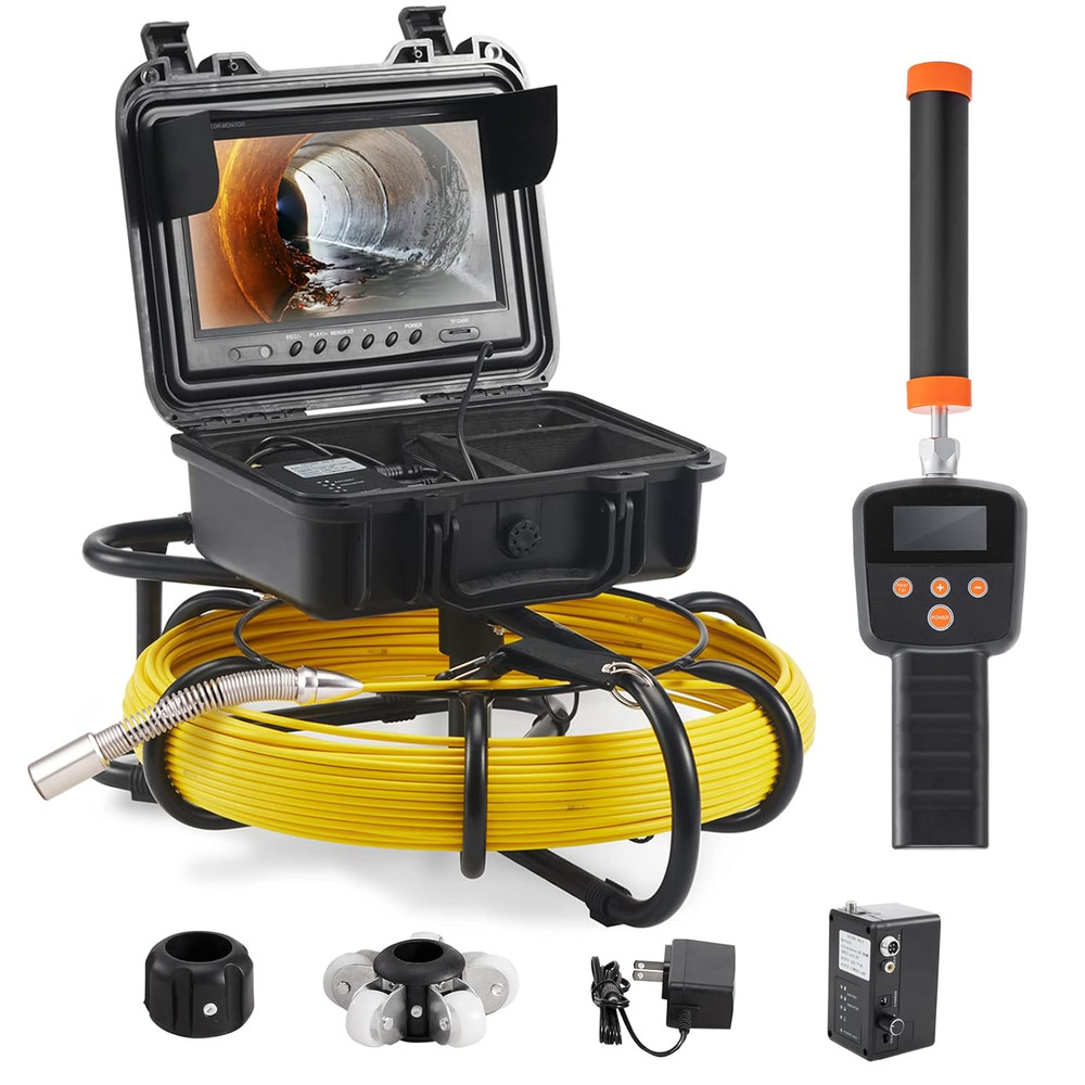 Sewer Camera with 512Hz Locator, 165 Ft/50 M, 9&Prime; Pipeline Inspection Camera with