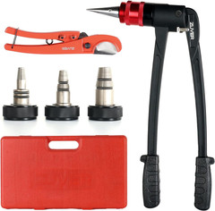PEX-A Expander Tool Kit with 3 Self-Rotary Matte Nickel Plated Expansion Heads (