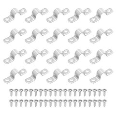 20Pcs 14mm(9/16&Prime;) Two Hole Rigid Pipe Strap with Screws, Silver