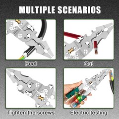 Multifunctional 18 In 1 Foldable Wire Stripper with Voltage Detector and Pliers