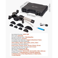 Uimoso Hydraulic Tube Bender Kit for Copper Pipes, 1/4 to 7/8 In,Includes 7 Dies