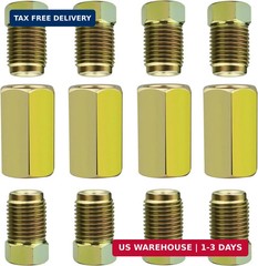 4 Sets of 3/16&Prime; Brake Line Tubing Unions (Connectors) with 8 Nuts (3/8 &ndash; 24 Thre