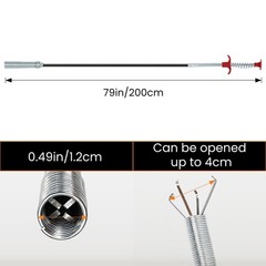 Drain Snake, 79-Inch Drain Clog Tool, Flexible Grabber Claw for Bath Tub, , K&hellip;