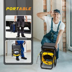 HD 1080P Sewer Pipe Inspection Camera with Keyboard Meter Counter 7&Prime; Monitor 50M