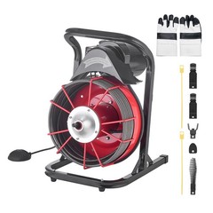 Uimoso Drain Cleaning Machine with 75FT x 3/8 Inch Cable and 4 Cutters