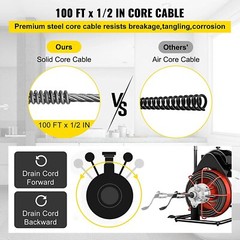 Auto Feed Drain Auger Cleaner Electric 100&prime; x 1/2&Prime; Sewer Snake Cleaning Machine