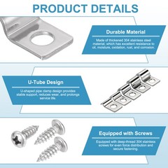 50Pcs 6mm(1/4&Prime;) One Hole Rigid Pipe Strap with Screws, Silver