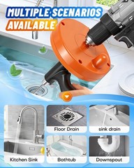 25Ft Snake Drain Hair Removal Tool Drill Powered and Manual Drain Cleaner Tool